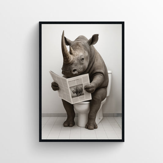 Rhino Animal Bathroom Toilet Poster
