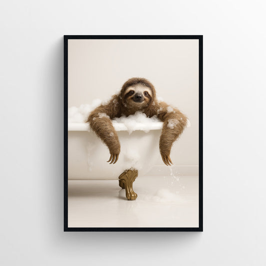 Sloth Animal Bathroom Tub Poster