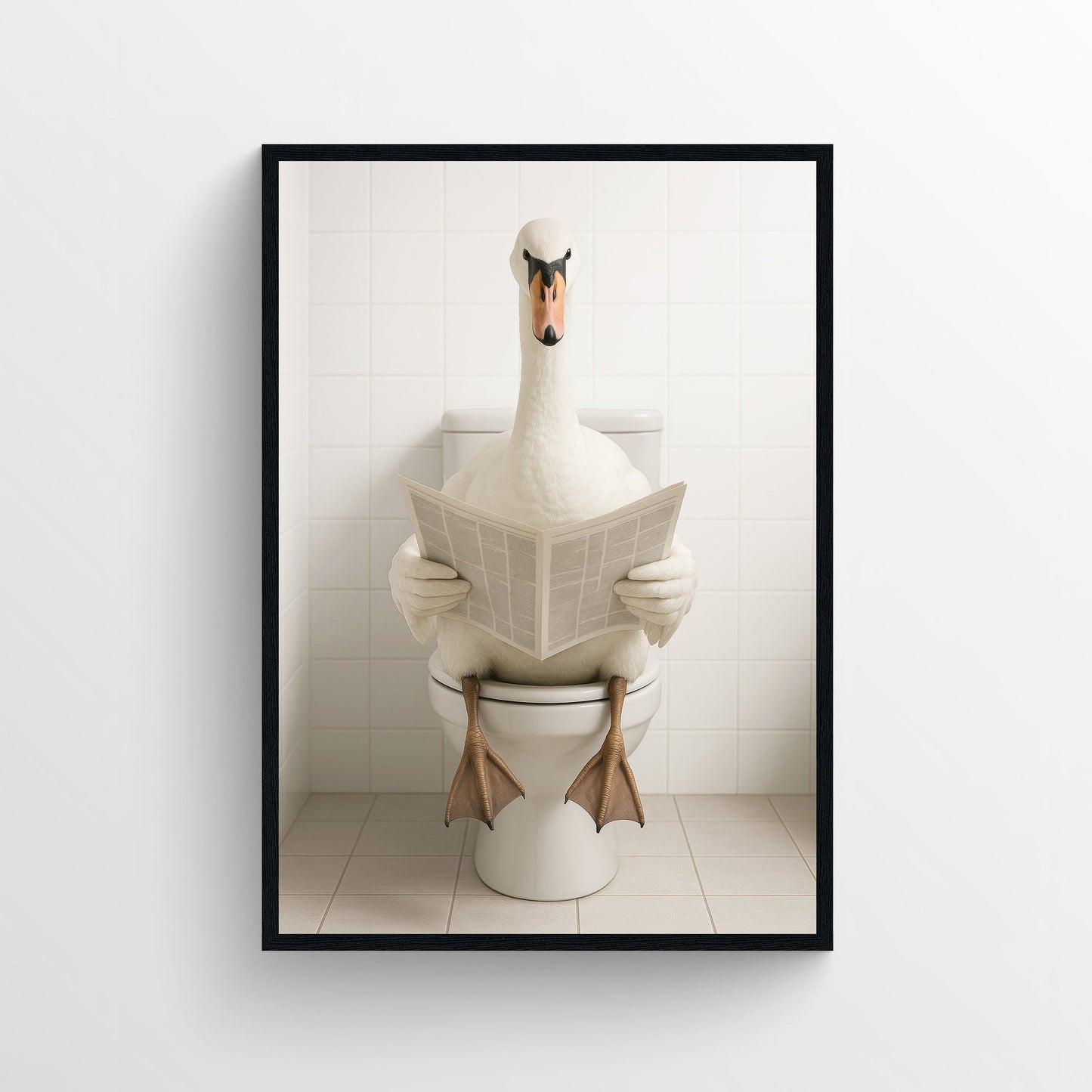 Swan Animal Bathroom Toilet Poster