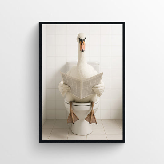 Swan Animal Bathroom Toilet Poster