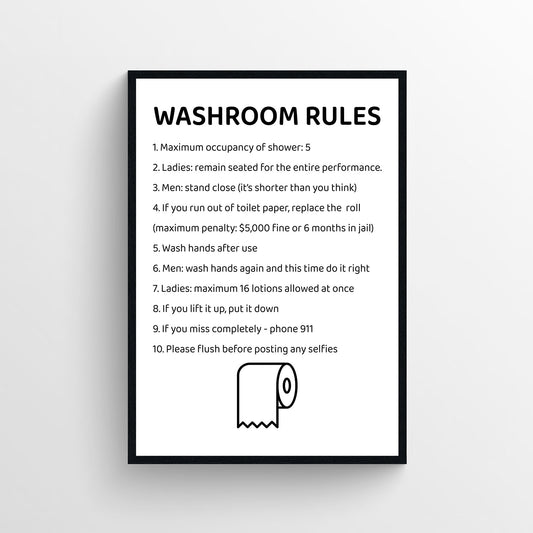 Washroom Rules Bathroom Poster