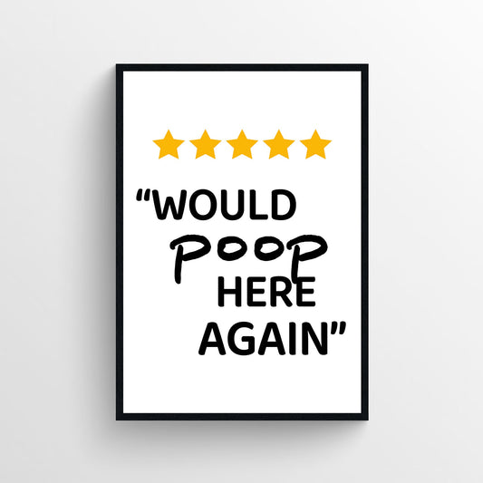 Would Poop Here Again Bathroom Poster