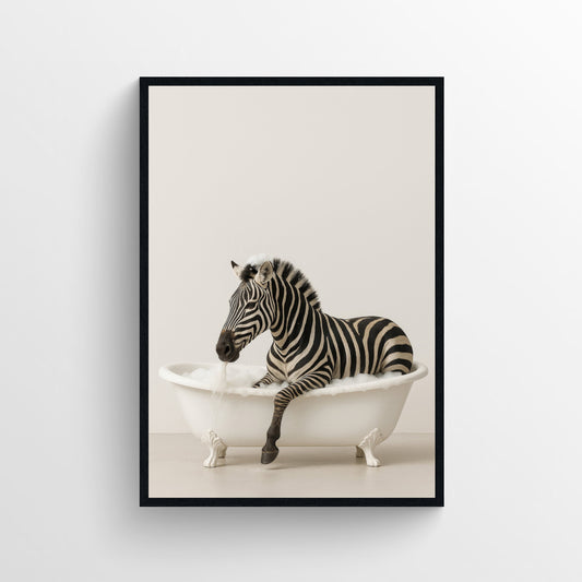 Zebra Animal Bathroom Tub Poster