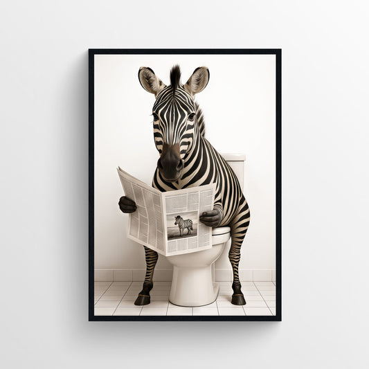 Zebra Animal Bathroom Toilet Poster