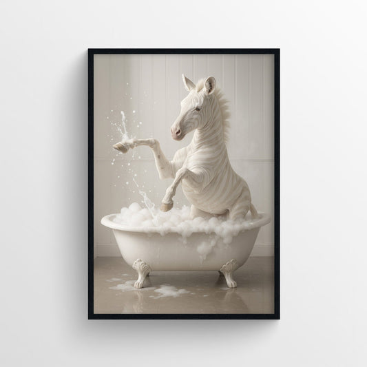 Albino Zebra Animal Bathroom Tub Poster - AthleteFlags