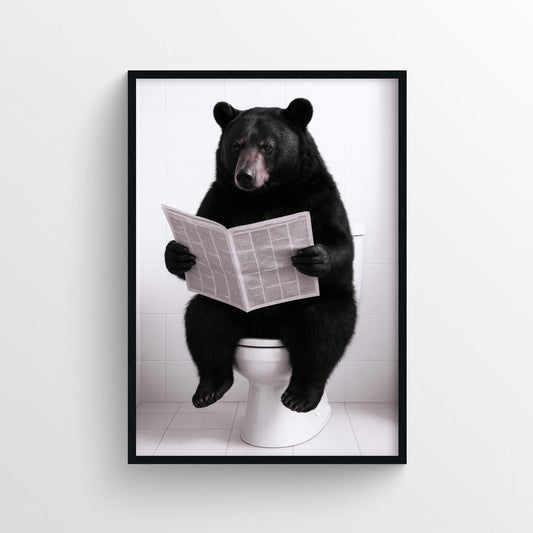 Black Bear Animal Bathroom Toilet Poster - AthleteFlags