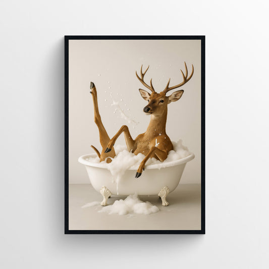 Deer Animal Bathroom Tub Poster - AthleteFlags