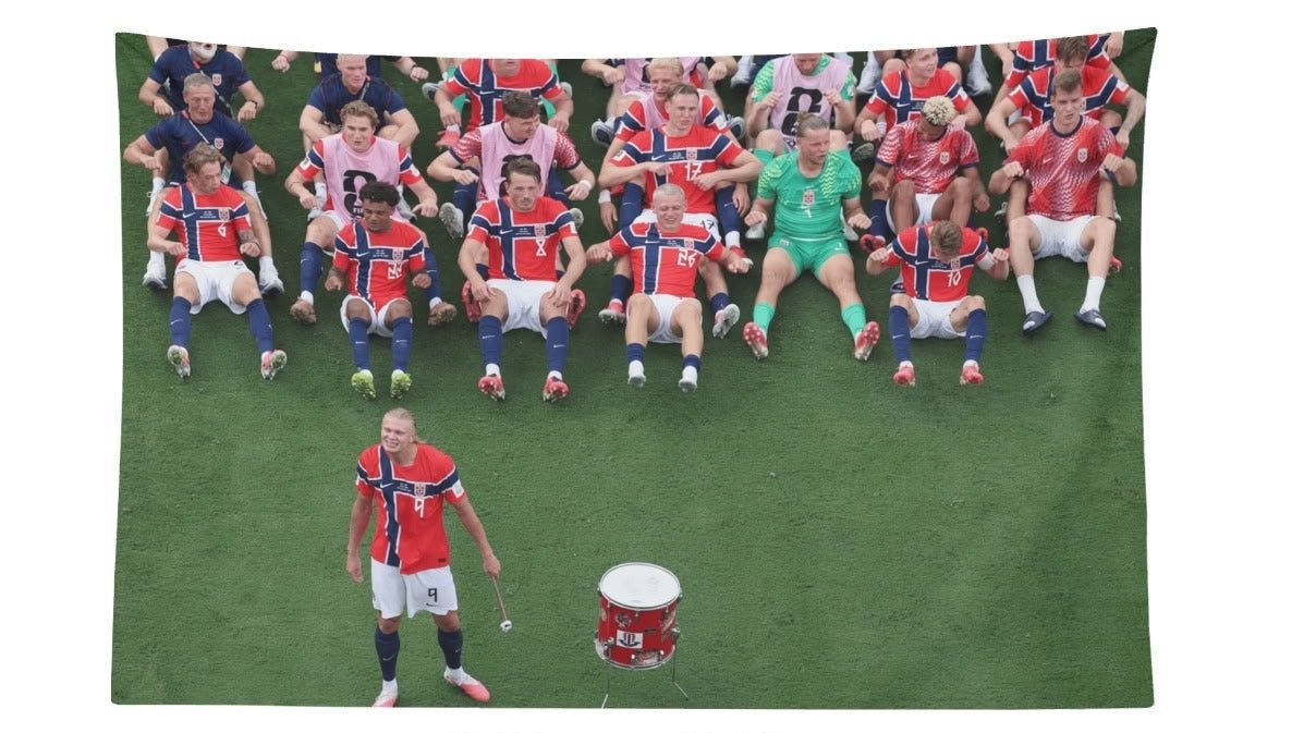 Erling Haaland Leads Norway Viking Row Celebration Flag For 2026 World Copa - AthleteFlags