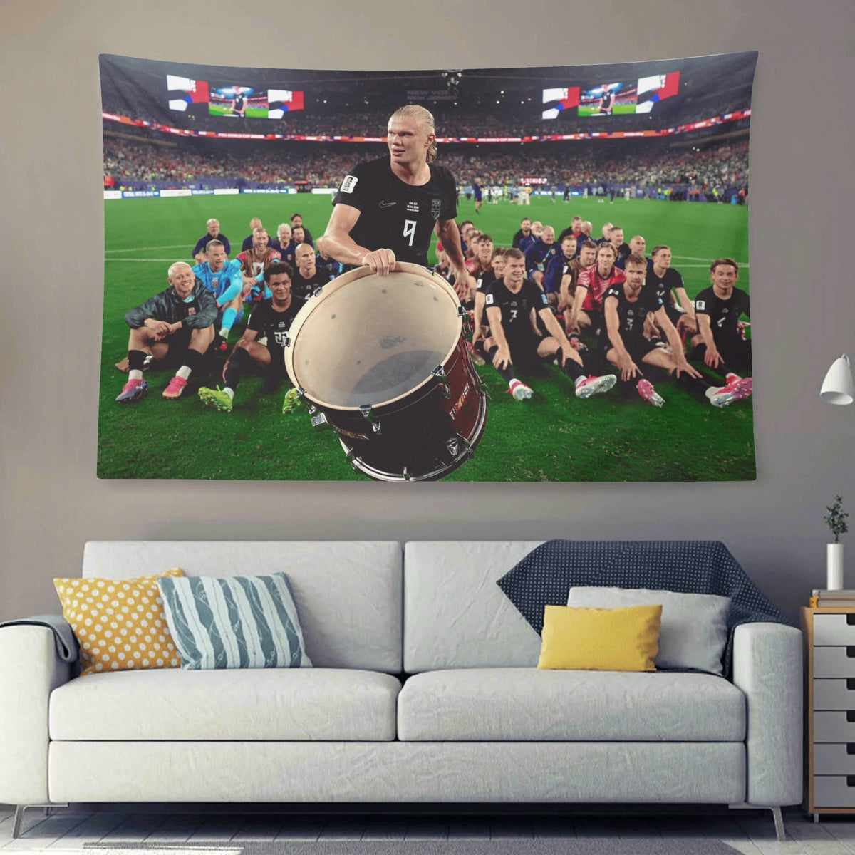 Erling Haaland Norway Viking Row Drum Flag For 2026 World Copa - AthleteFlags