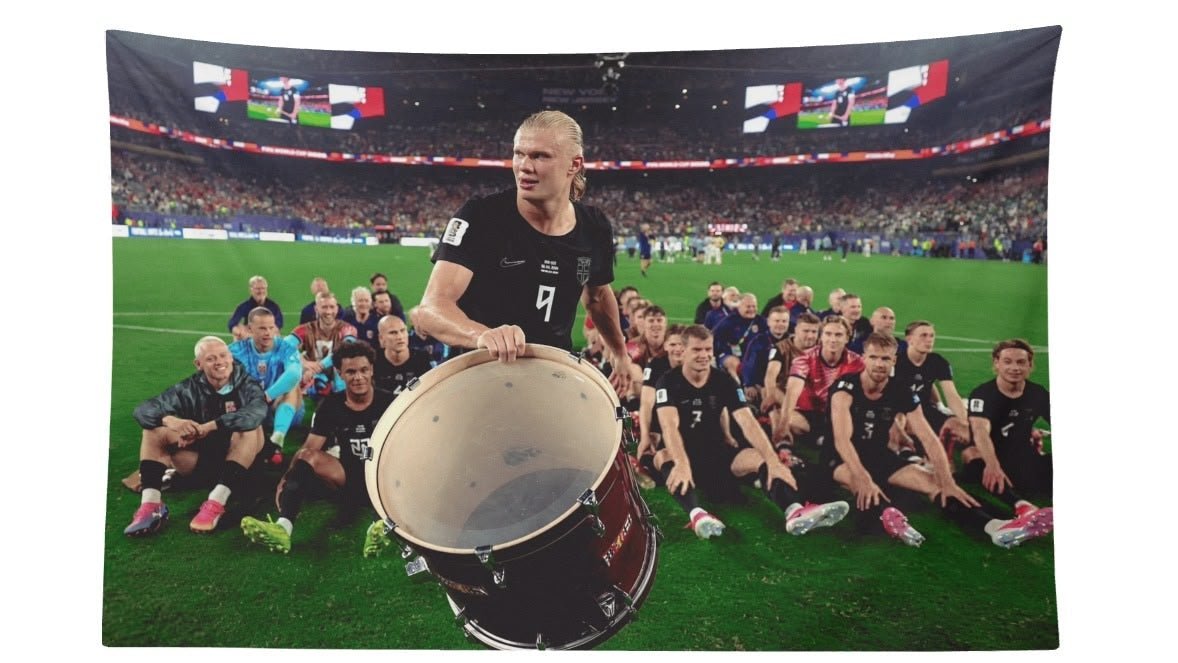 Erling Haaland Norway Viking Row Drum Flag For 2026 World Copa - AthleteFlags