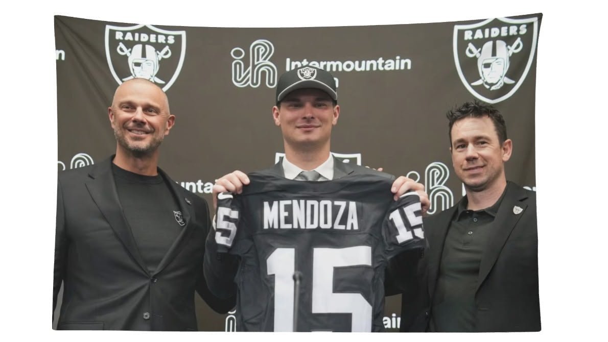 Fernando Mendoza Raiders Jersey Draft Flag - AthleteFlags