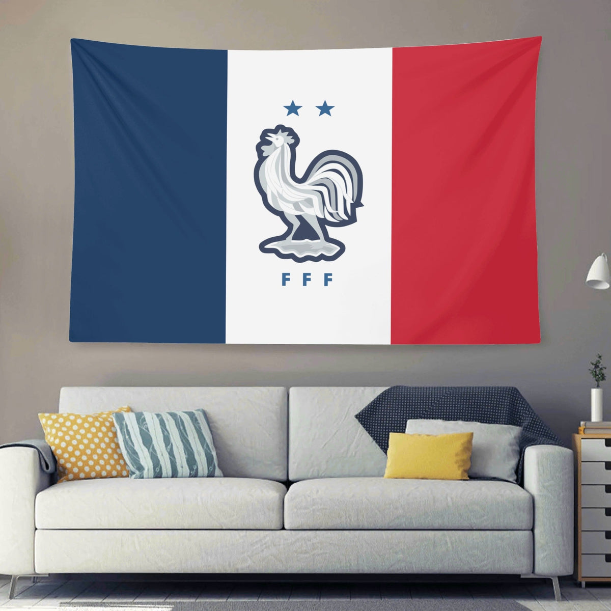 France National Football Team FFF Le Coq Gaulois Crest Flag For 2026 World Copa - AthleteFlags