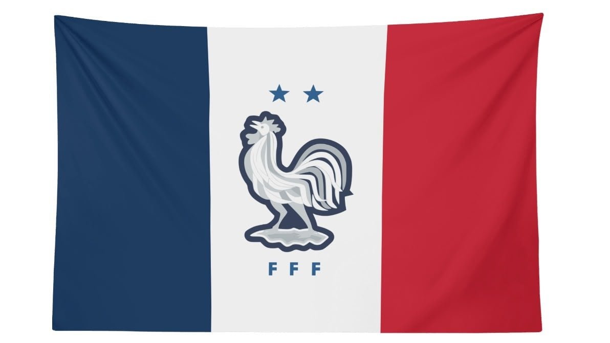 France National Football Team FFF Le Coq Gaulois Crest Flag For 2026 World Copa - AthleteFlags