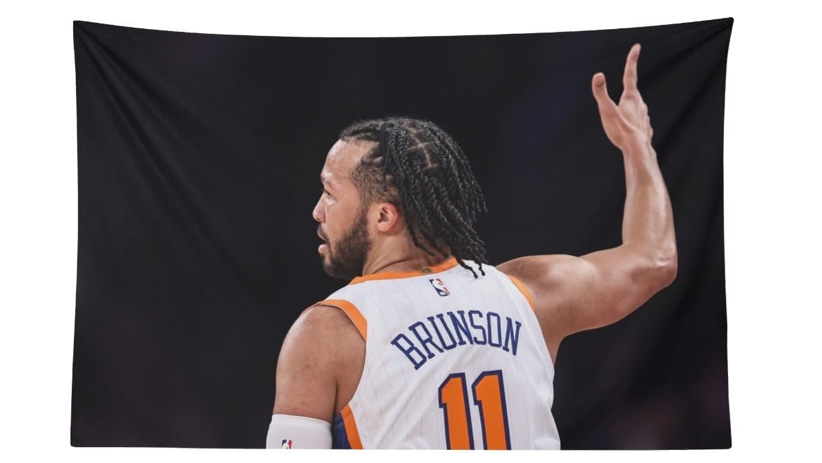 Jalen Brunson 3 Point Celebration Backshot Flag - AthleteFlags