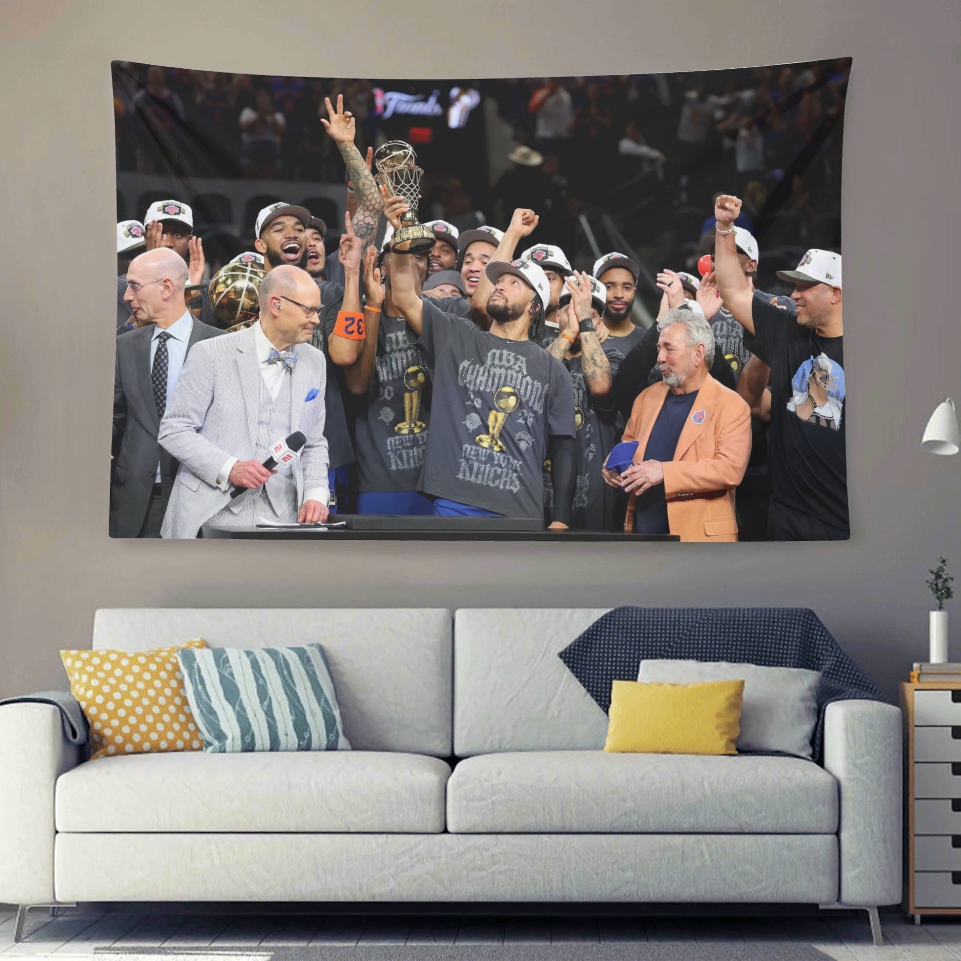 Jalen Brunson Lifts NBA Finals Trophy Flag - AthleteFlags