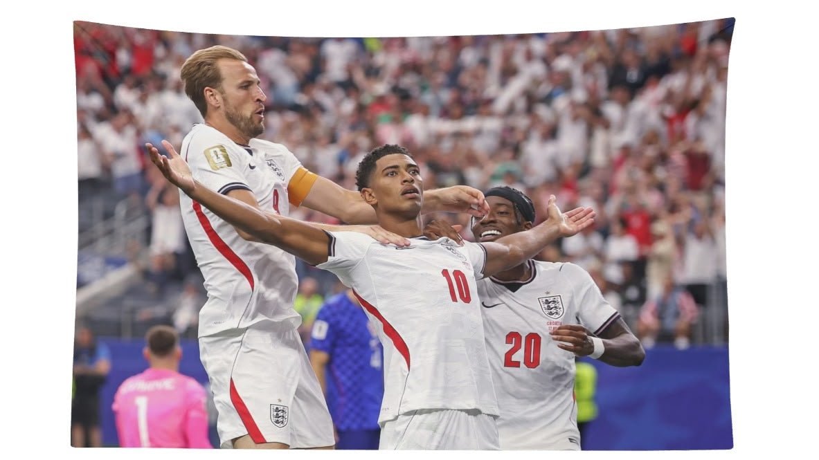 Jude Bellingham and Harry Kane England Vs. Croatia Celebration Flag For 2026 World Copa - AthleteFlags