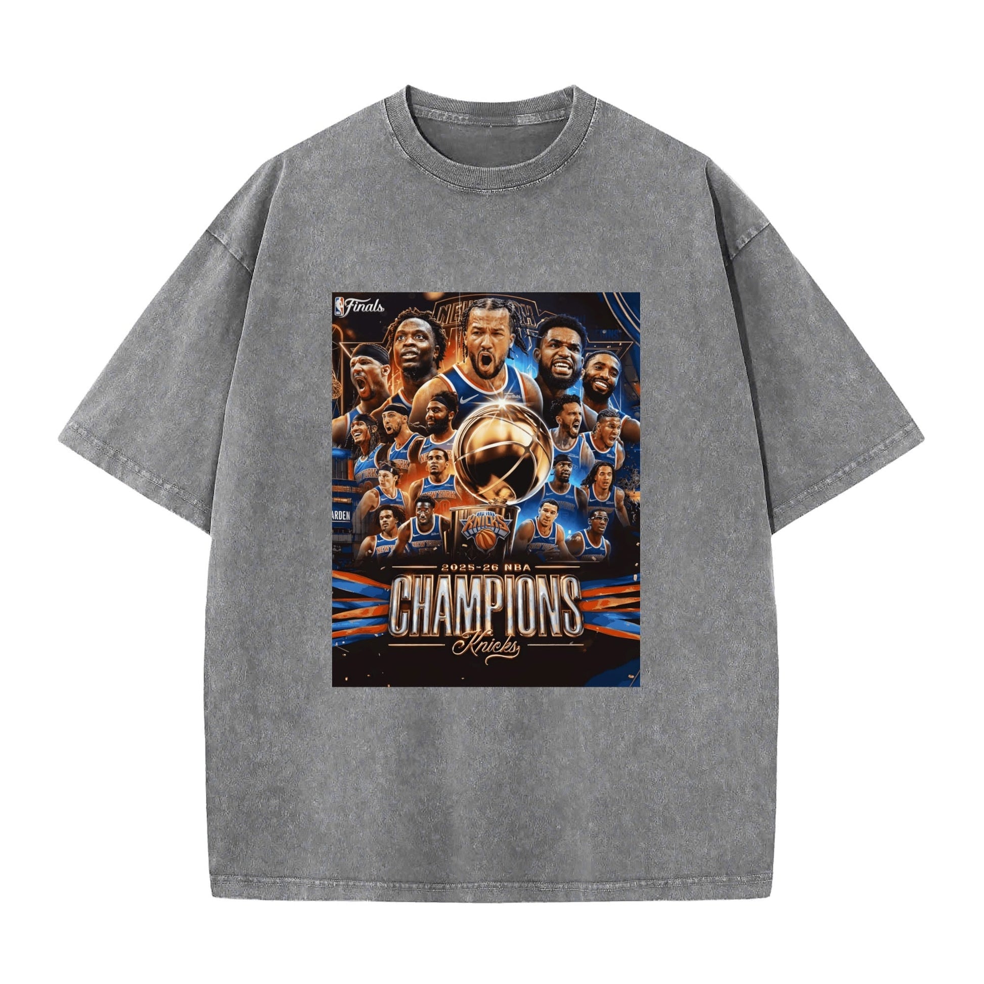 Knicks NBA Finals Champion Flag Short Sleeve T-Shirt - Classic Vintage Washed Style - AthleteFlags