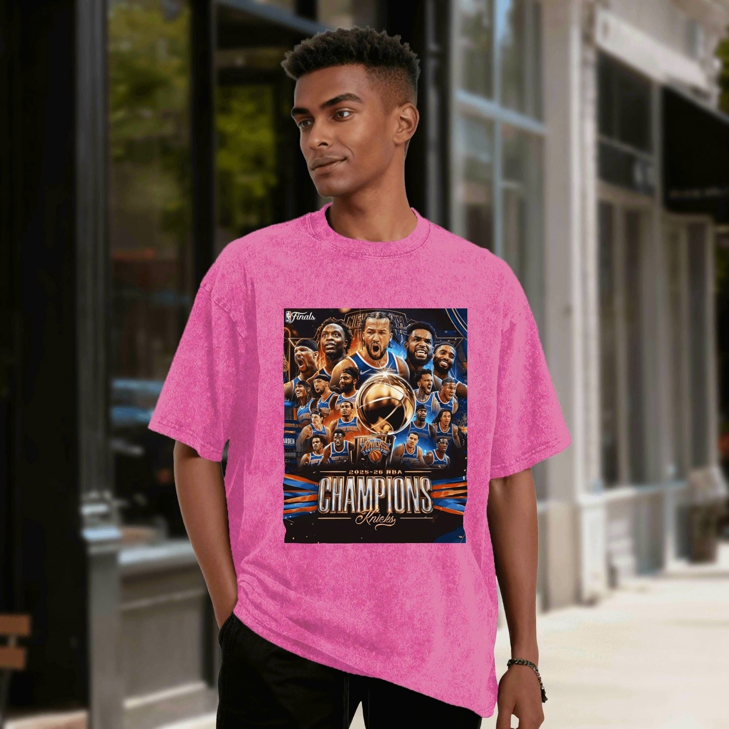 Knicks NBA Finals Champion Flag Short Sleeve T-Shirt - Classic Vintage Washed Style - AthleteFlags