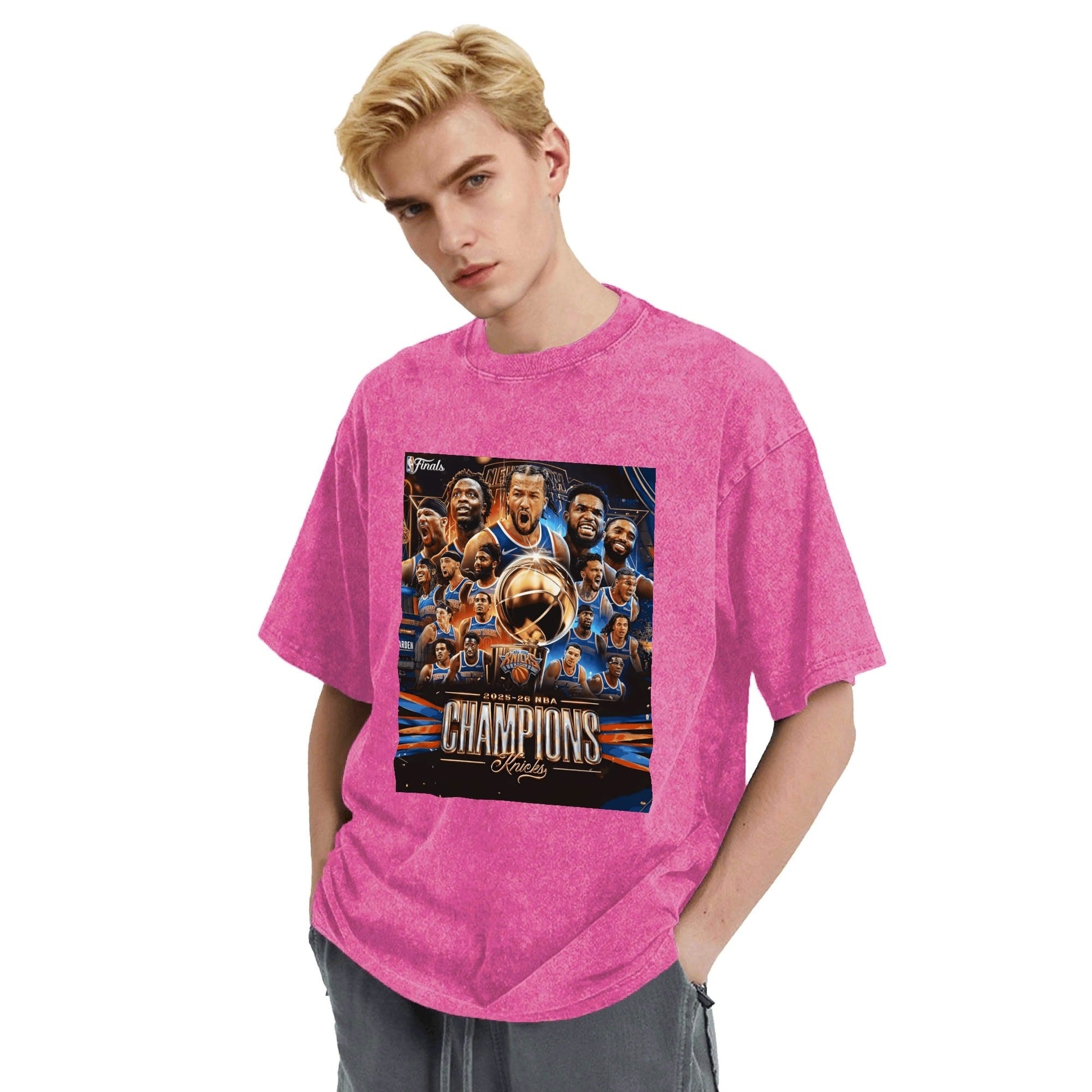 Knicks NBA Finals Champion Flag Short Sleeve T-Shirt - Classic Vintage Washed Style - AthleteFlags
