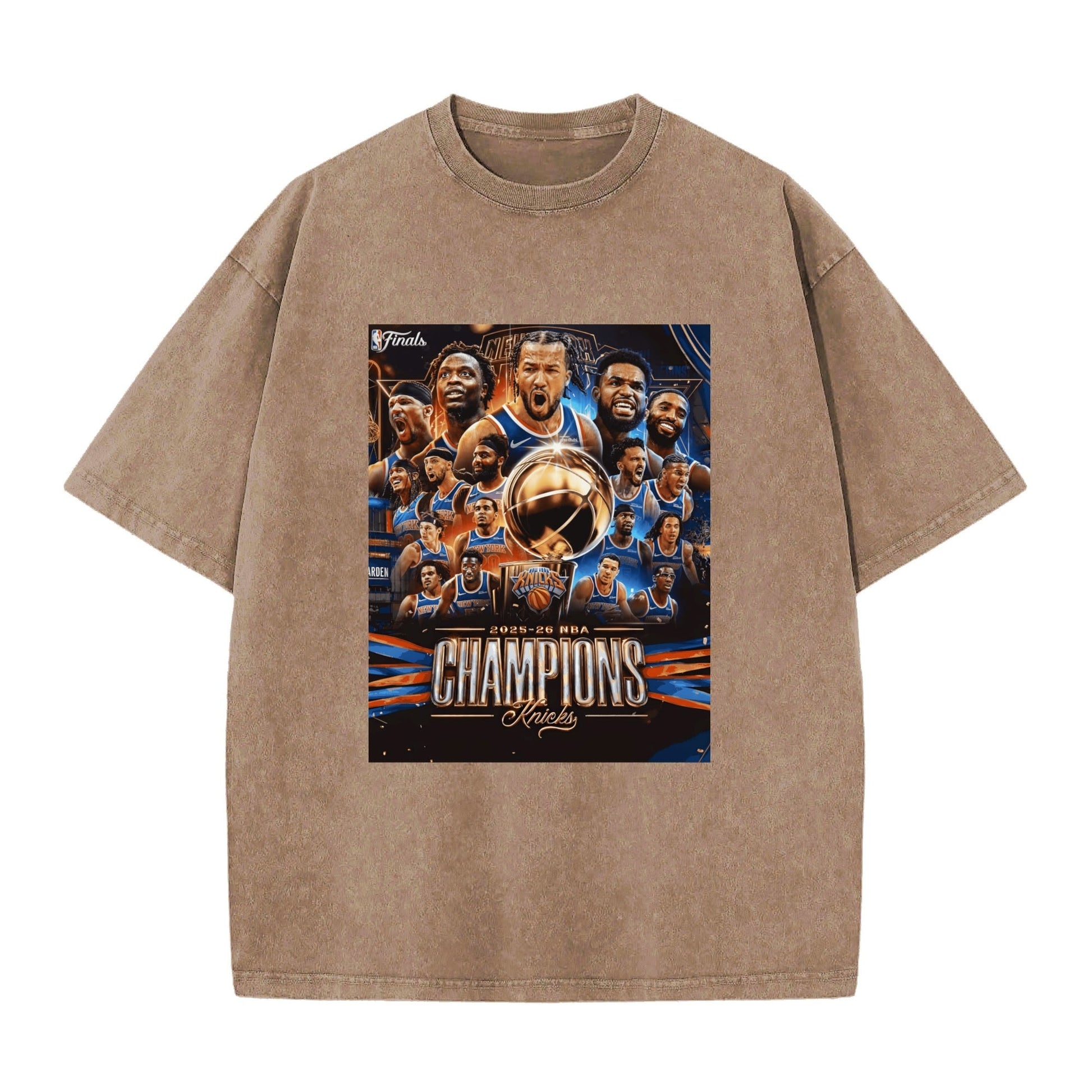 Knicks NBA Finals Champion Flag Short Sleeve T-Shirt - Classic Vintage Washed Style - AthleteFlags