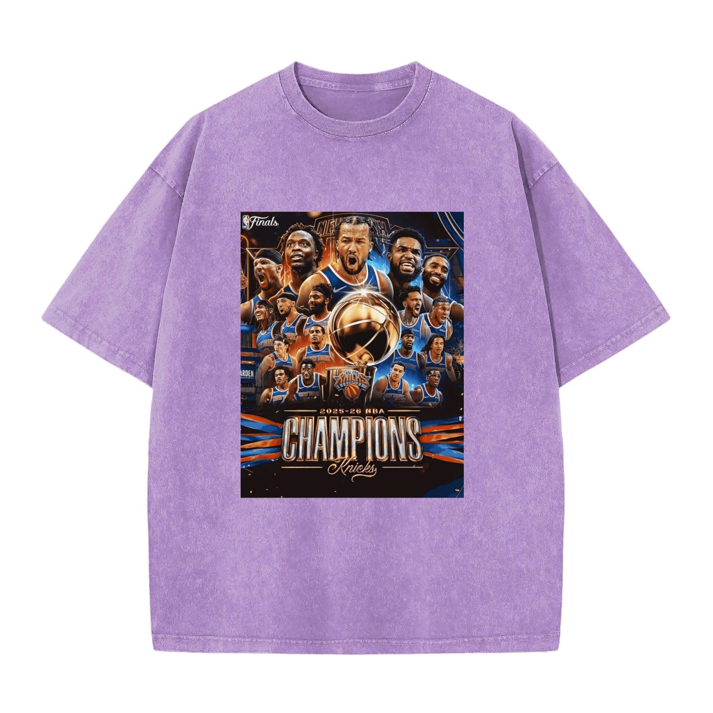 Knicks NBA Finals Champion Flag Short Sleeve T-Shirt - Classic Vintage Washed Style - AthleteFlags