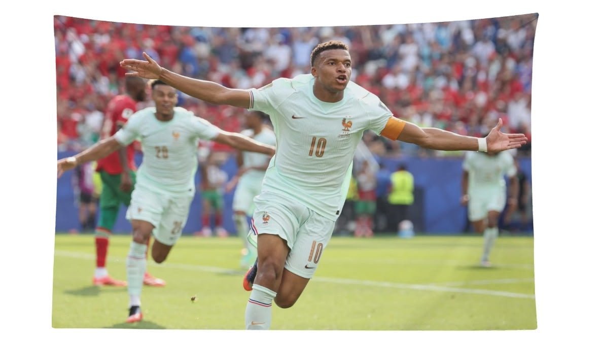 Kylian Mbappe France Vs. Morocco Celebration Flag For 2026 World Copa - AthleteFlags