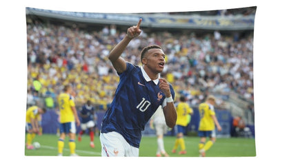 Kylian Mbappe France Vs. Sweden Celebration Flag For 2026 World Copa - AthleteFlags