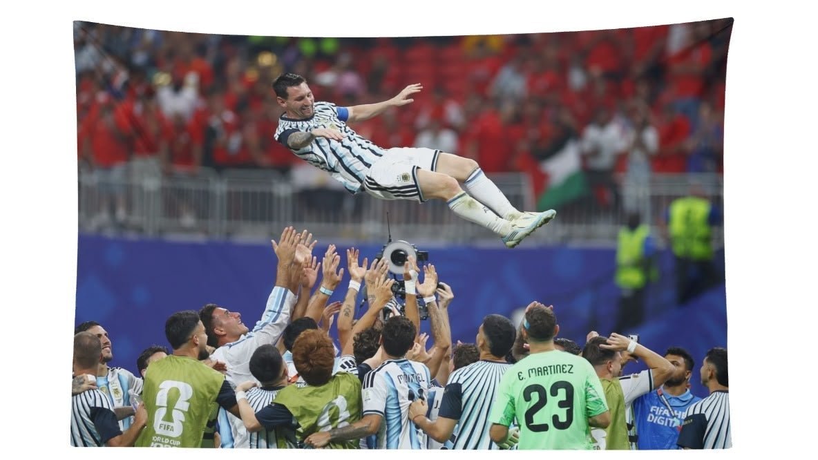 Lionel Messi Argentina Vs. Egypt Team Air Toss Celebration Flag For 2026 World Copa - AthleteFlags