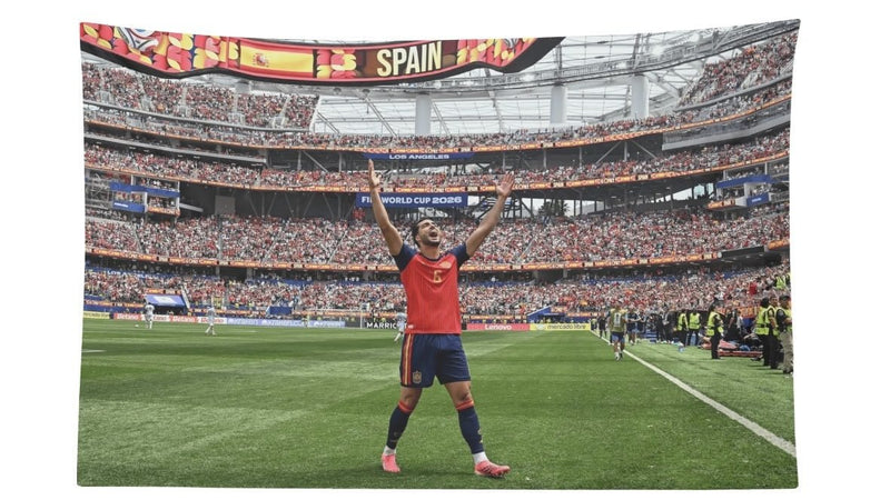 Mikel Merino Spain Vs. Belgium Winning Goal Flag For 2026 World Copa - AthleteFlags