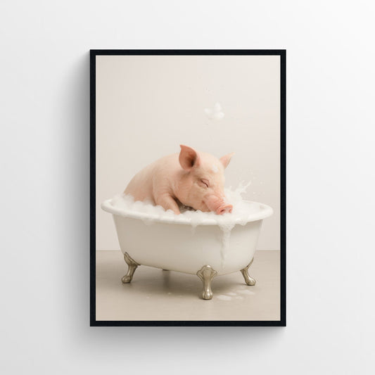 Pig Animal Bathroom Tub Poster - AthleteFlags