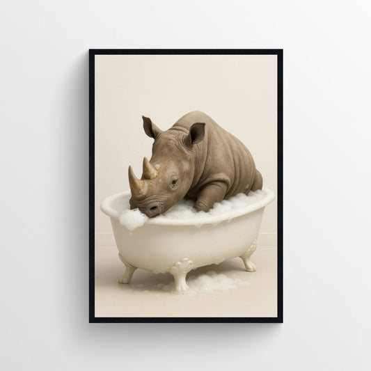 Rhino Animal Bathroom Tub Poster - AthleteFlags