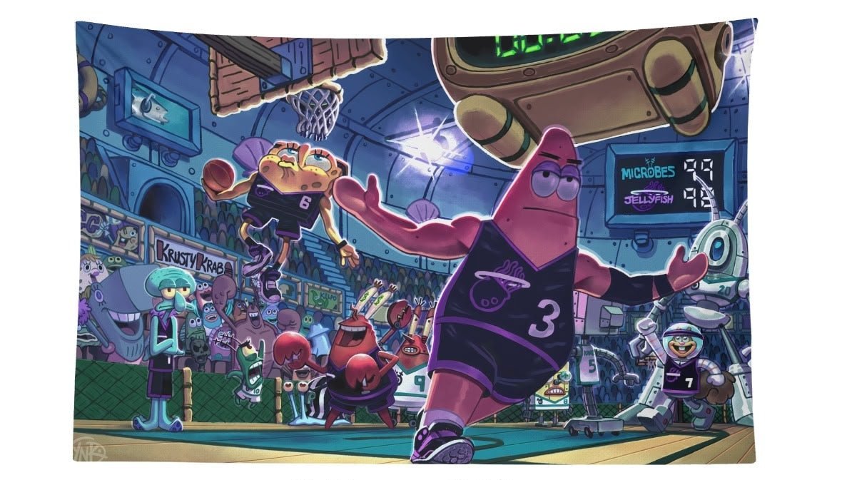 SpongeBob and Patrick Recreate Lebron and Dwyane Wade Dunk Flag - AthleteFlags