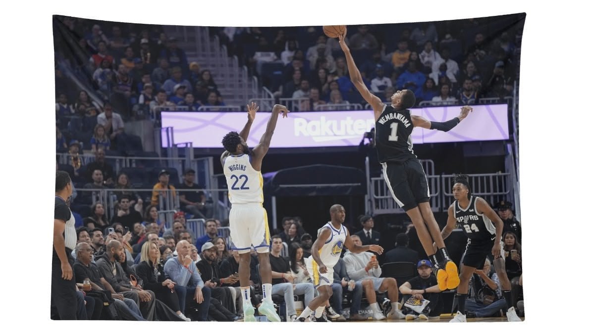 Victor Wembanyama Blocks Andrew Wiggins Flag - AthleteFlags