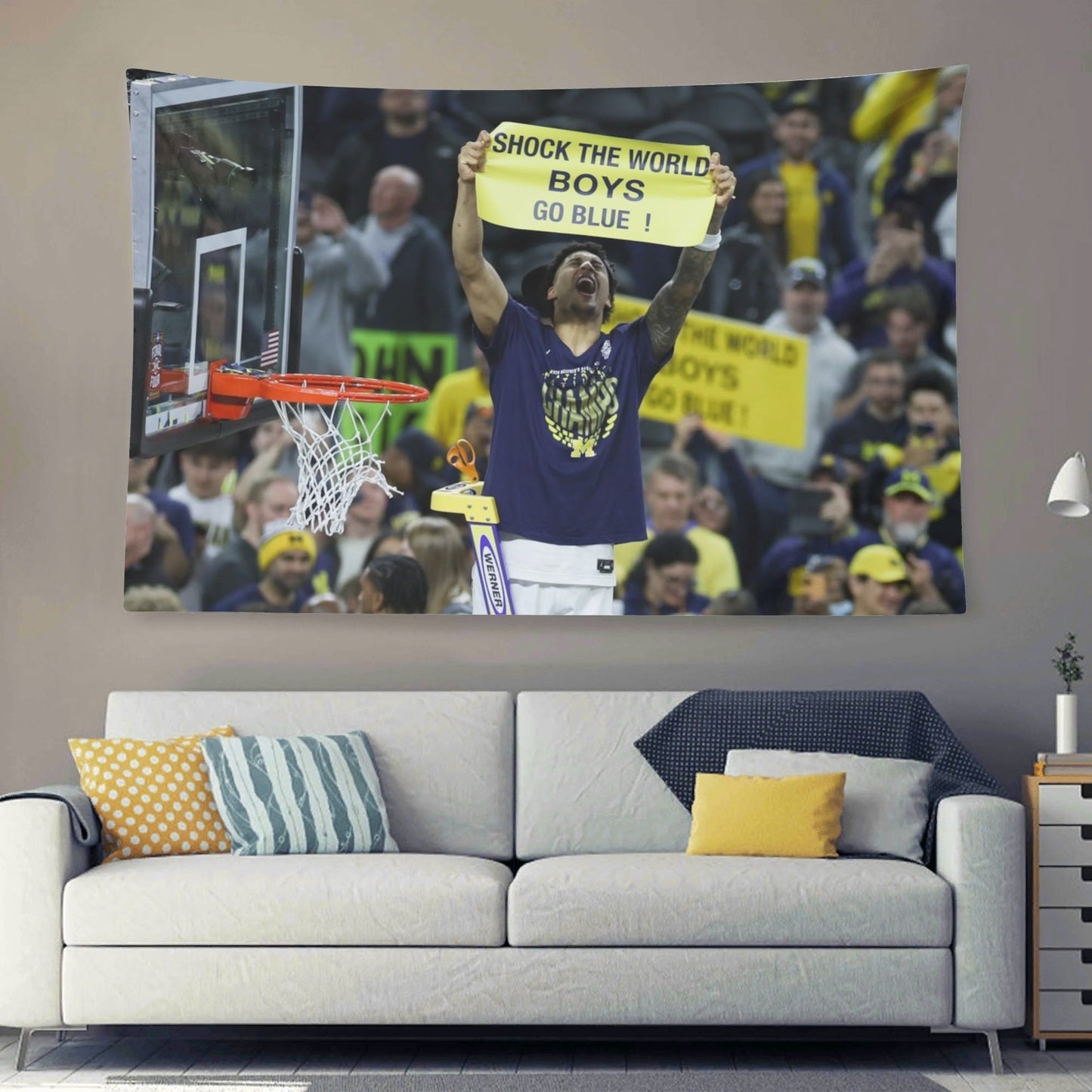 Yaxel Lendeborg and Fans "Shock The World Boys Go Blue" Michigan 2026 National Champions Flag - AthleteFlags