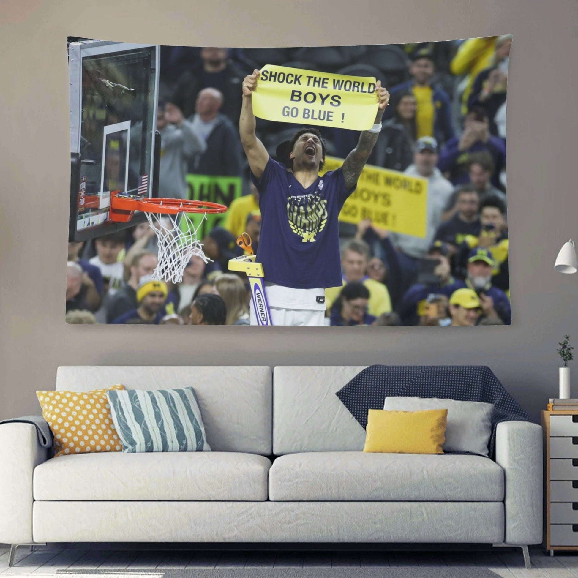 Yaxel Lendeborg and Fans "Shock The World Boys Go Blue" Michigan 2026 National Champions Flag - AthleteFlags