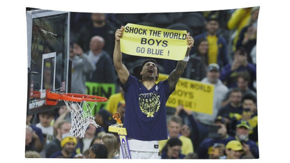 Yaxel Lendeborg and Fans "Shock The World Boys Go Blue" Michigan 2026 National Champions Flag - AthleteFlags