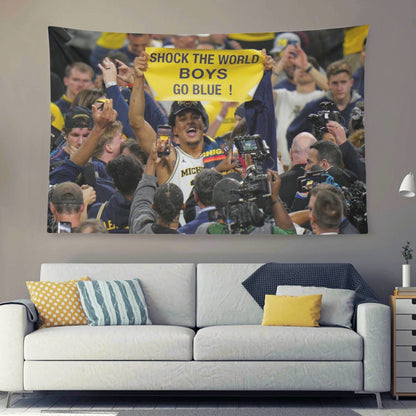 Yaxel Lendeborg Paparazzi "Shock The World Boys Go Blue" Michigan 2026 National Champions Flag - AthleteFlags