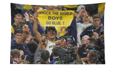 Yaxel Lendeborg Paparazzi "Shock The World Boys Go Blue" Michigan 2026 National Champions Flag - AthleteFlags