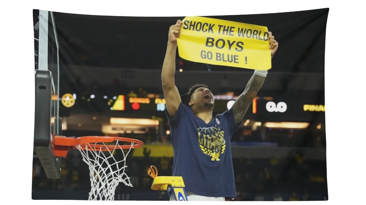 Yaxel Lendeborg "Shock The World Boys Go Blue" Michigan 2026 National Champions Flag - AthleteFlags